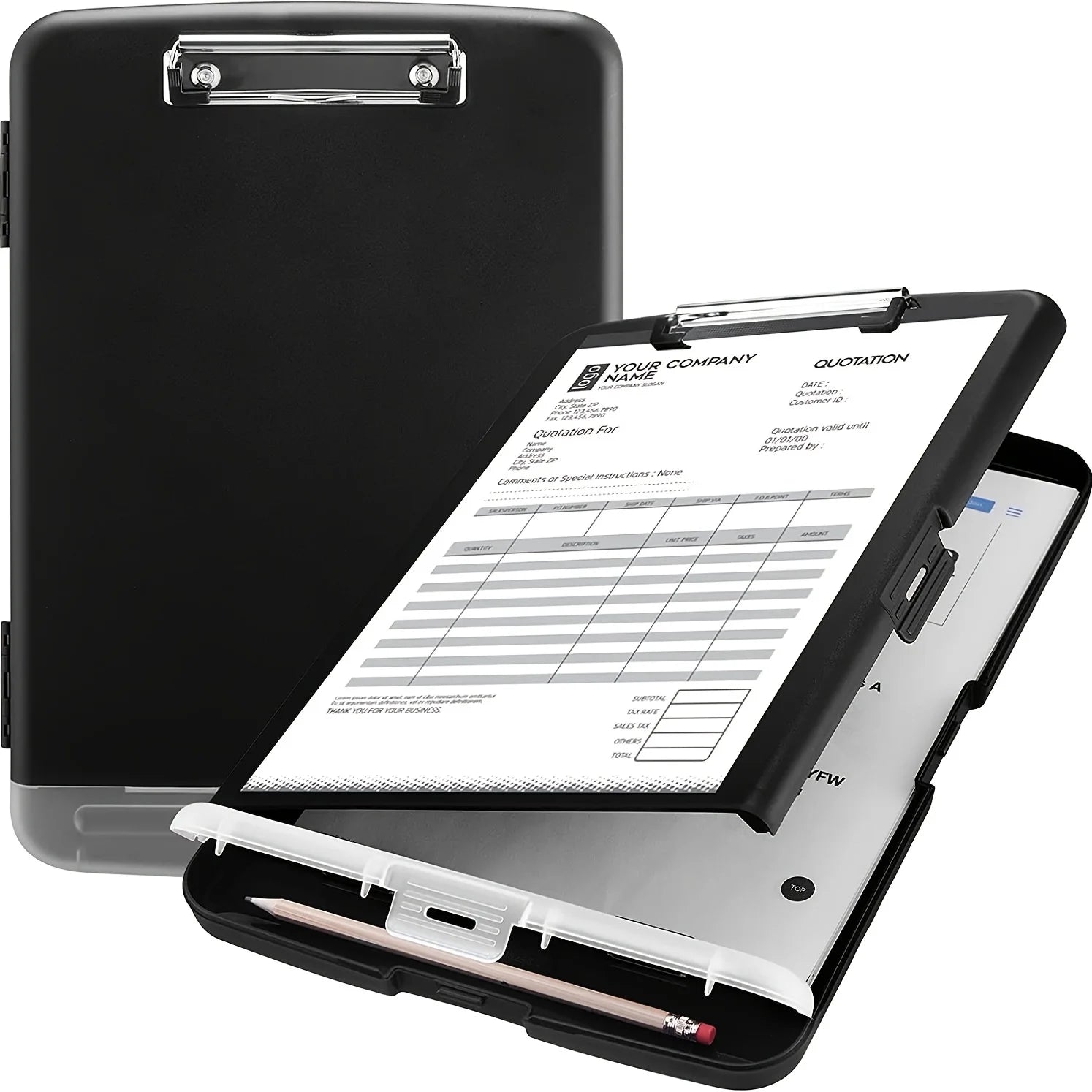 Large A4 Waterproof File Box with Pen Slot Desktop Plastic Folder Data File Storage with Writing Board Clip for Office Supplies